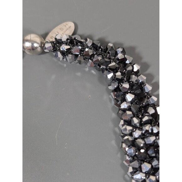 RUSH by Denis & Charles SIlver Gray Glass Bead Collar Necklace 16" - Picture 6 of 10